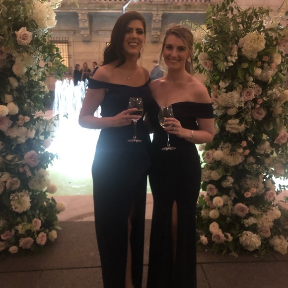 LULUs off the shoulder navy dress - Picture 8 of 8